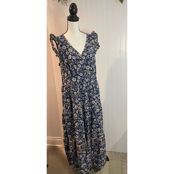 Lane Bryant Floral Print Maxi Dress With Pockets 16 100% Cotton Shell - Picture 14 of 15